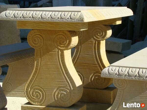 Stylowy komplet ogrodowy z kamienia, piaskowiec