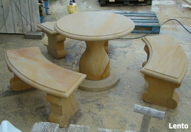 Komplet ogrodowy z kamienia, piaskowiec