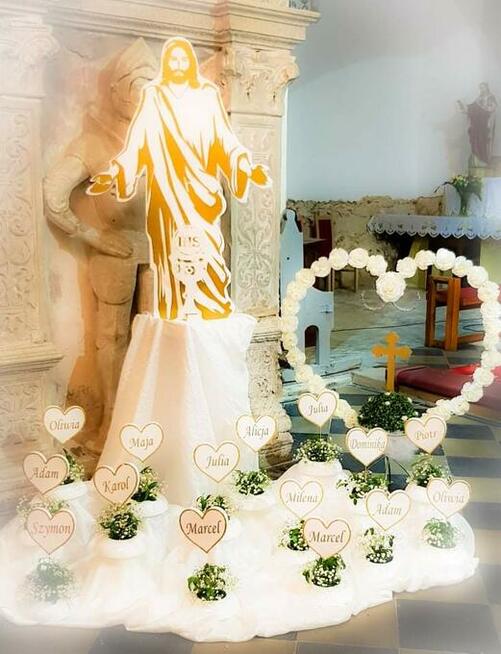 Serce z imieniem dekoracja Pierwsza Komunia