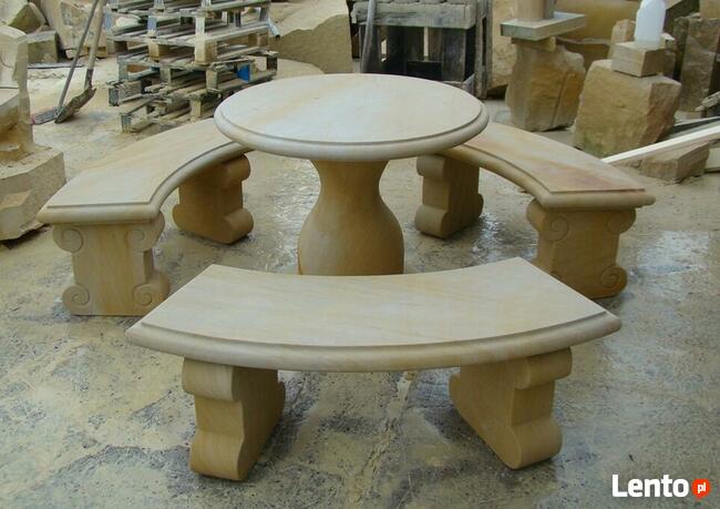 Komplet ogrodowy z kamienia, piaskowiec