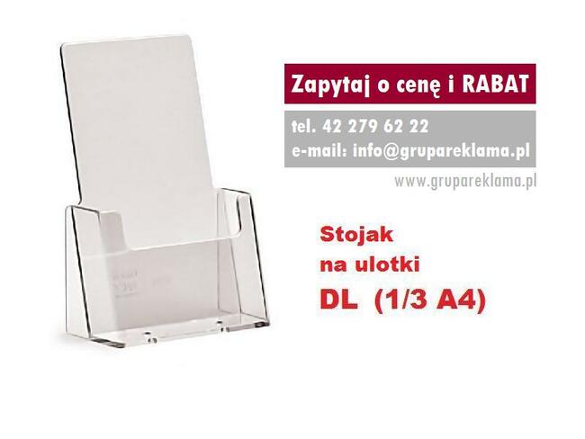 Stojak DL, Pojemnik na Ulotki, Kieszeń Pleksi na Foldery DL