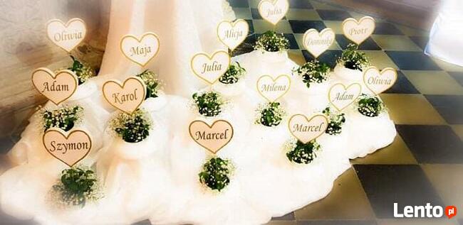 Serce z imieniem dekoracja Pierwsza Komunia