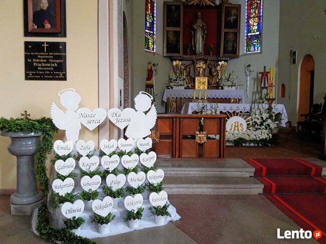 Serce z imieniem dekoracja Pierwsza Komunia