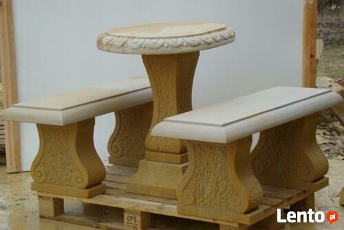 Stylowy komplet ogrodowy z kamienia, piaskowiec