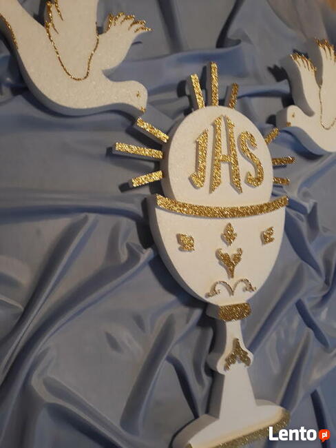 Kielich z hostią+2 gołąbki- dekoracja Pierwsza Komunia