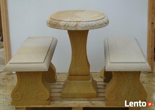 Stylowy komplet ogrodowy z kamienia, piaskowiec