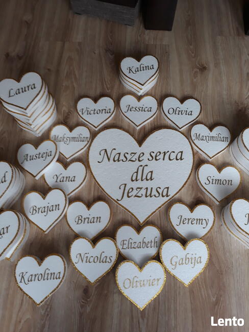 Serce z imieniem dekoracja Pierwsza Komunia