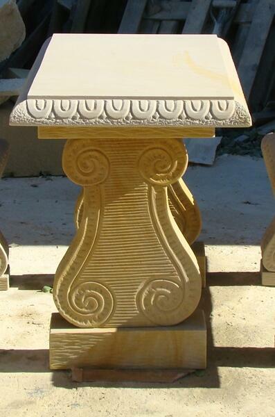 Stylowy komplet ogrodowy z kamienia, piaskowiec