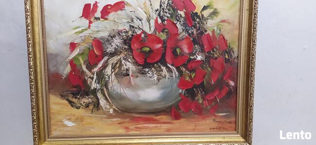 Obraz olejny--MAKI W WAZONIE ;