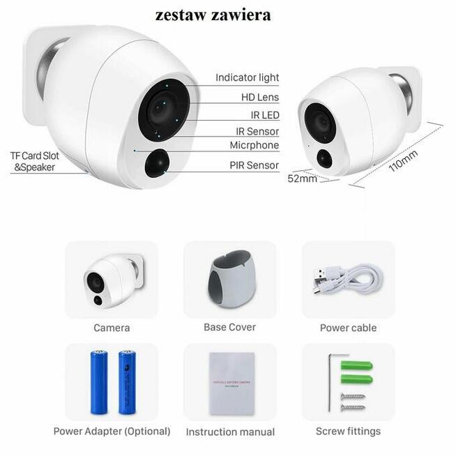 Bez kabli na WIFI baterie totalnie bezprzewodowa kamera PL a