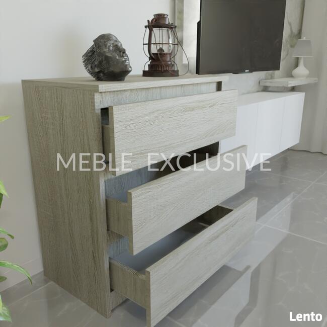 Komoda Szafka 3 szuflady Biała/Sonoma/Wenge PŁYTA 18 mm