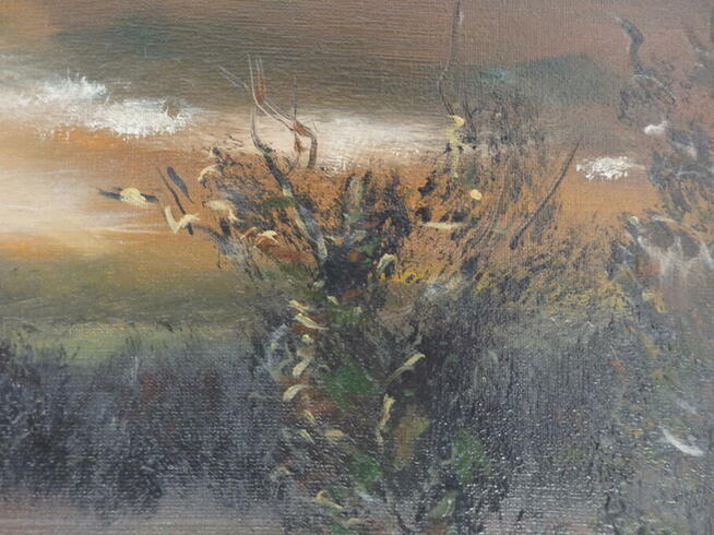 Obraz olejny ZACHÓD SŁOŃCA NAD JEZIOREM