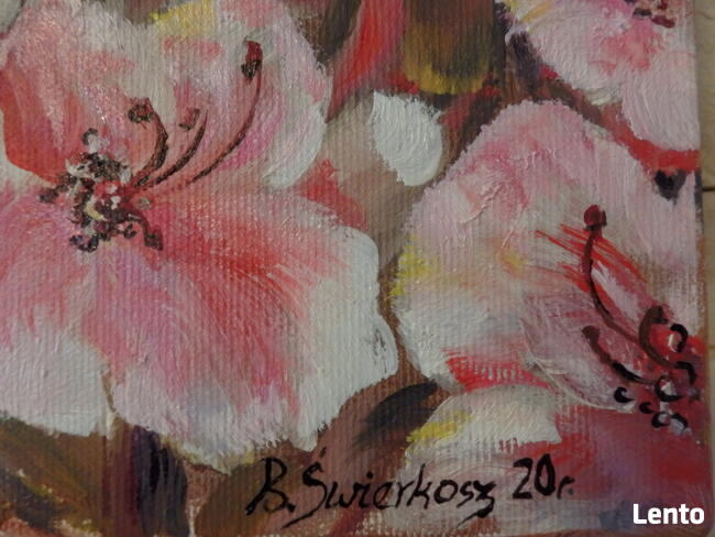 Obraz olejny KWIATY U PŁOTA