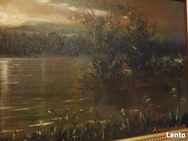 Obraz olejny ZACHÓD SŁOŃCA NAD JEZIOREM