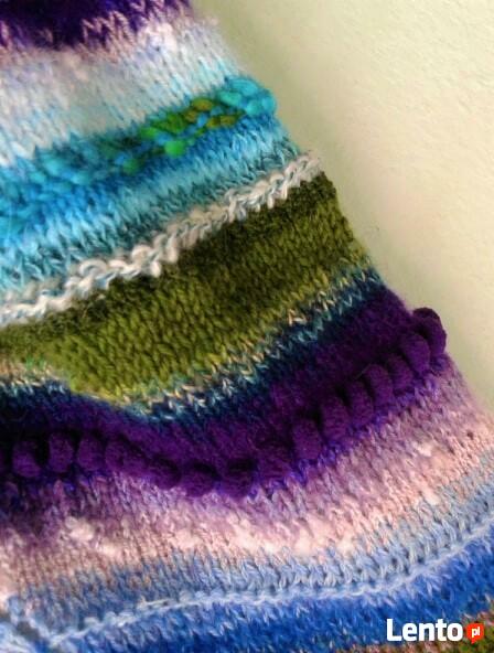 Duża chusta robiona na drutach Pacific aqua- na zamówienie