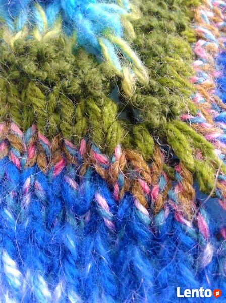 Duża chusta robiona na drutach Pacific aqua- na zamówienie