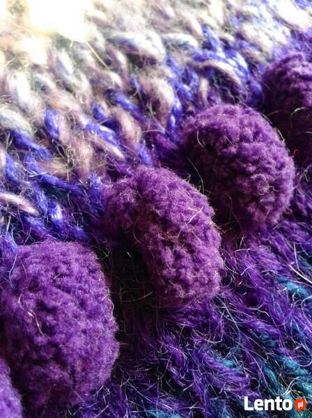 Duża chusta robiona na drutach Pacific aqua- na zamówienie