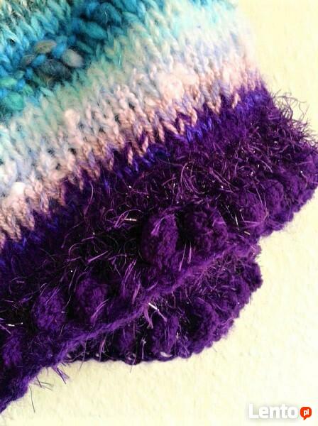 Duża chusta robiona na drutach Pacific aqua- na zamówienie