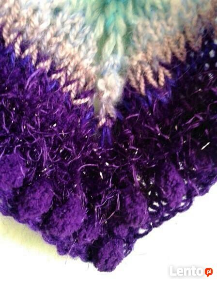 Duża chusta robiona na drutach Pacific aqua- na zamówienie