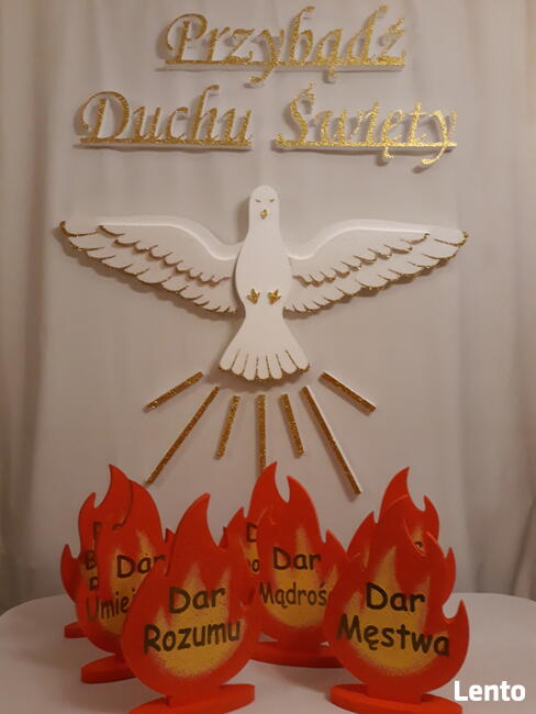 7 płomieni Dary Ducha Świetego- dekoracja Bierzmowanie