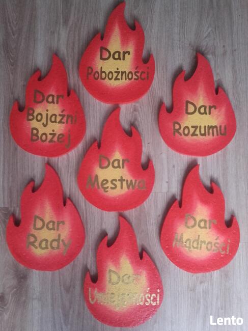7 płomieni Dary Ducha Świetego- dekoracja Bierzmowanie