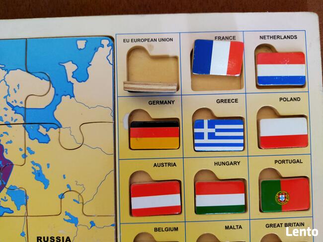 PUZZLE DREWNIANE EUROPA -MAPA +FLAGI