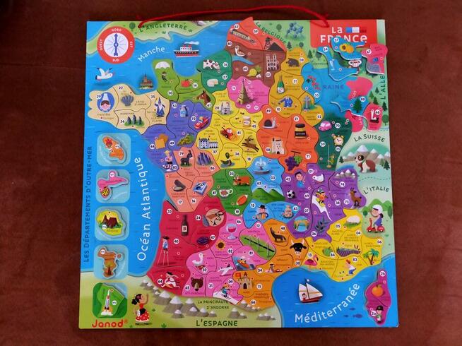 PUZZLE DREWNIANE NA MAGNESACH -FRANCJA-MAPA