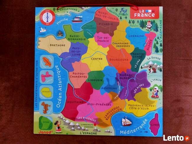 PUZZLE DREWNIANE NA MAGNESACH -FRANCJA-MAPA