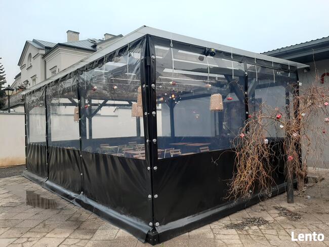 Przezroczysta osłona, kotara, roleta na taras z montażem