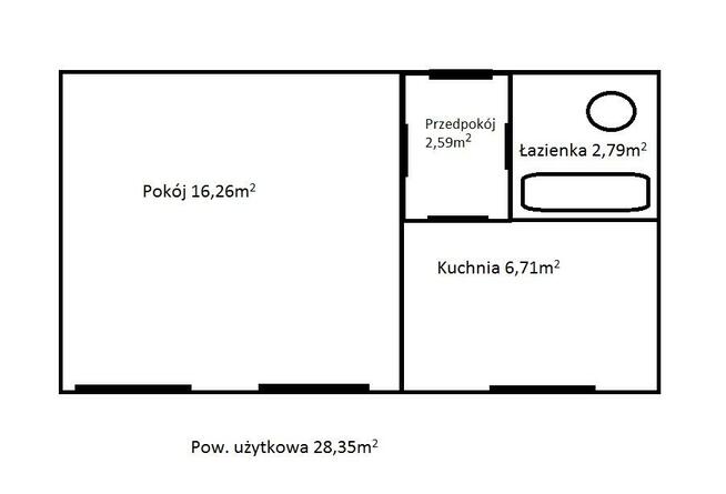 Zamienię mieszkanie 28m² na większe