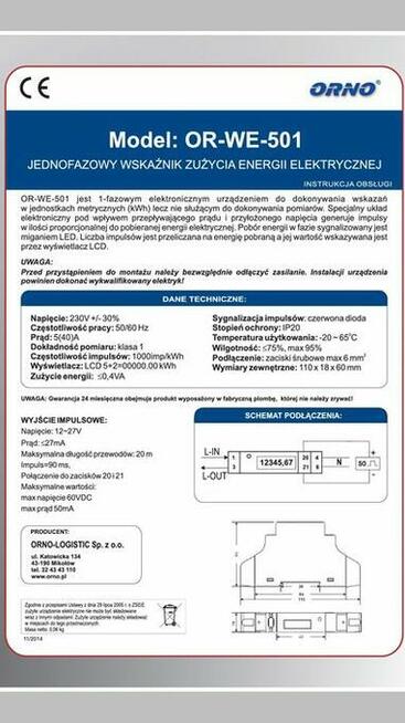 Licznik energii Orno OR-WE-501