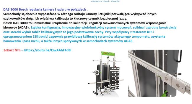 Das 3000 kalibracja kamery radaru w pojazdach passthru