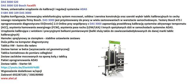 Das 3000 kalibracja kamery radaru w pojazdach passthru