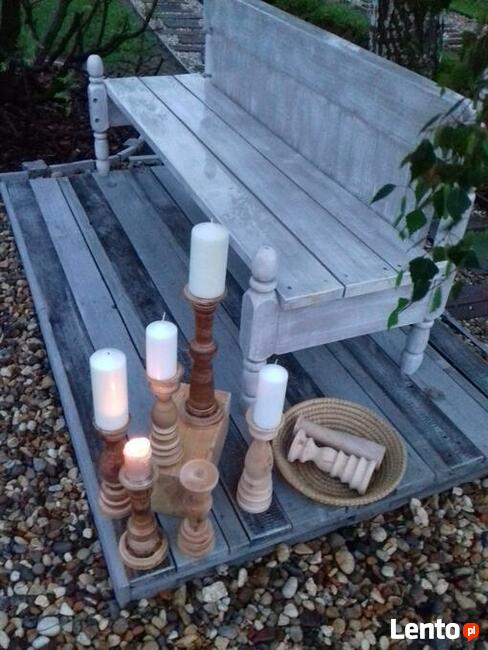 Świeczniki drewniane toczone na stół weselny dekoracja