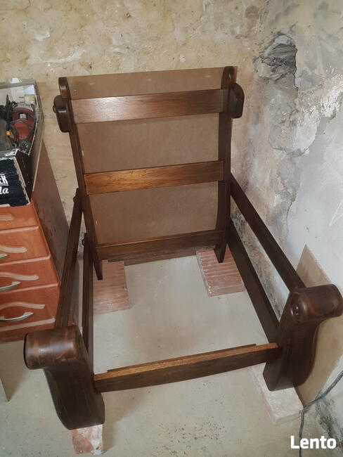 Stelaż 2 foteli oraz kanapy z dębowego drewna - po renowacji