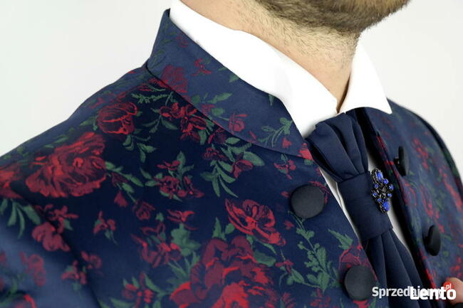 Giovanni Pera garnitur męski w kwiaty czerwone róże do XXL
