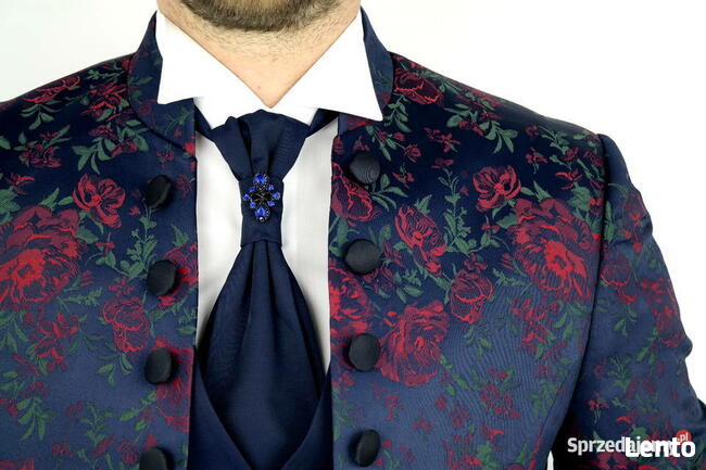 Giovanni Pera garnitur męski w kwiaty czerwone róże do XXL