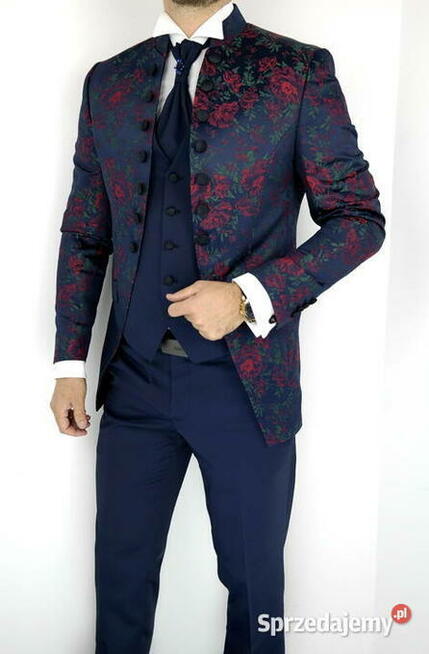Giovanni Pera garnitur męski w kwiaty czerwone róże do XXL