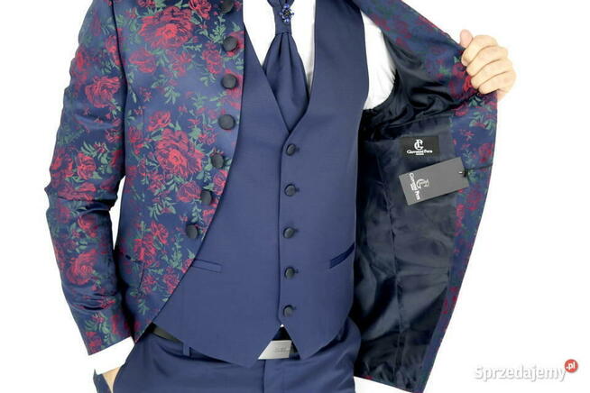 Giovanni Pera garnitur męski w kwiaty czerwone róże do XXL