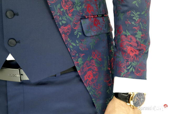 Giovanni Pera garnitur męski w kwiaty czerwone róże do XXL