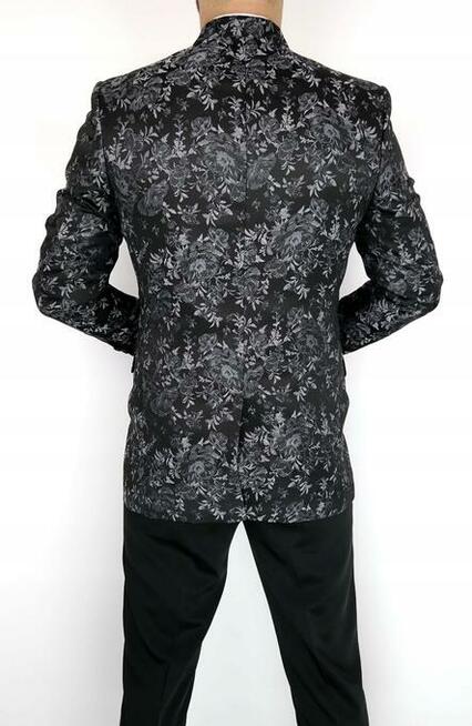 Garnitur męski z kamizelką i krawatem kwiaty XXXL