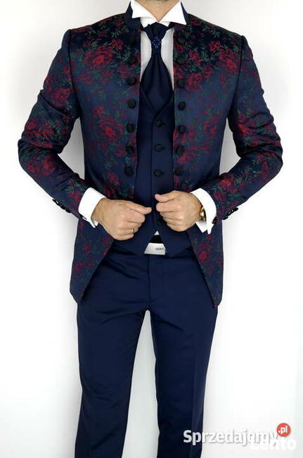 Giovanni Pera garnitur męski w kwiaty czerwone róże do XXL