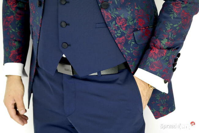 Giovanni Pera garnitur męski w kwiaty czerwone róże do XXL