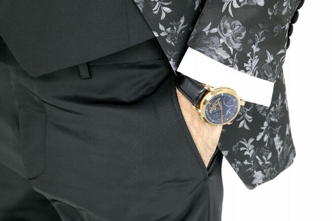 Garnitur męski z kamizelką i krawatem kwiaty XXXL