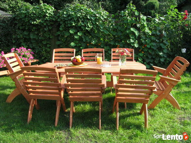 Meble ogrodowe 8 krzeseł + stół owalny typ X