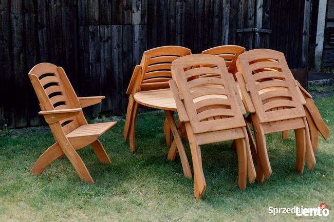 Meble ogrodowe drewniane składane typ X lamel nr 4 owal
