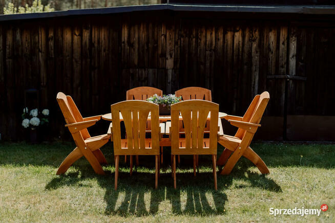 Meble ogrodowe drewniane składane typ X lamel nr 7 owal