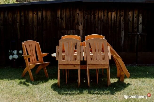 Meble ogrodowe drewniane składane typ X lamel nr 7 owal