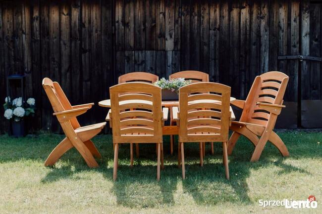 Meble ogrodowe drewniane składane typ X lamel nr 4 owal