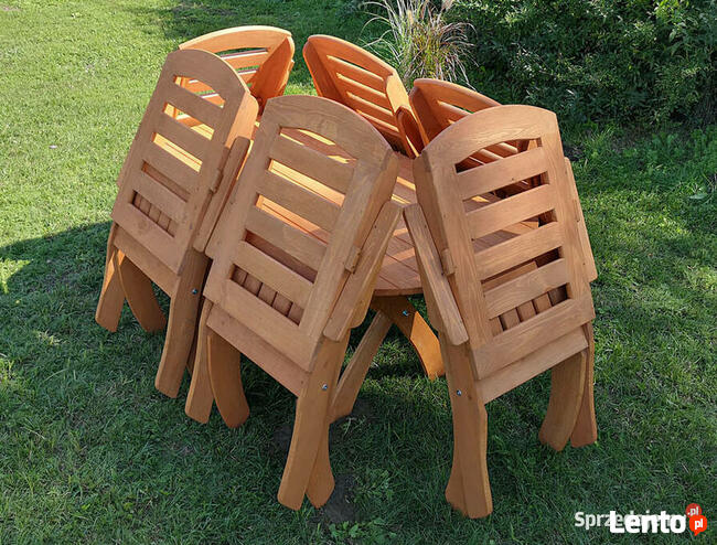 Meble ogrodowe drewniane składane typ X lamel 1 owal